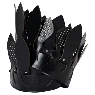 Pre-owned Alaïa Alaia Black Leather Studded Petal Wide Corset Waist Belt 75