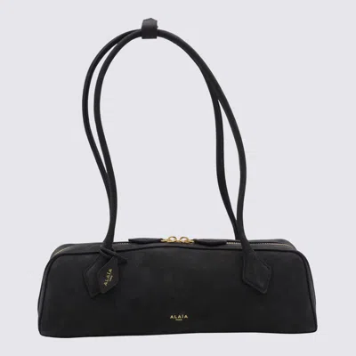 Alaïa Black Leather Teckel Medium Shoulder Bag In Gray