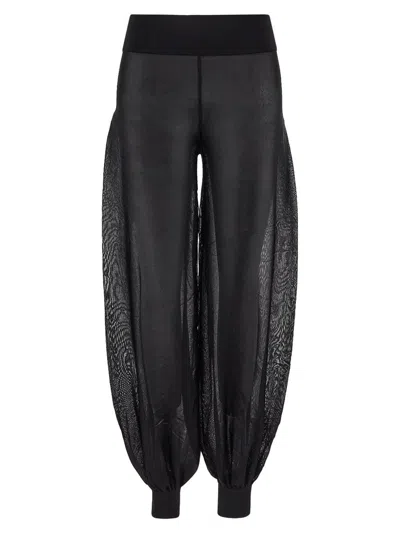 Alaïa Pleated Georgette Peplum Tapered Pants In Black