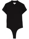 Alaïa Logo-embroidered Bodysuit T-shirt In Black