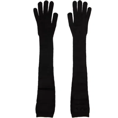 Alaïa ブラック テーラード ベルベット ロンググローブ In Black