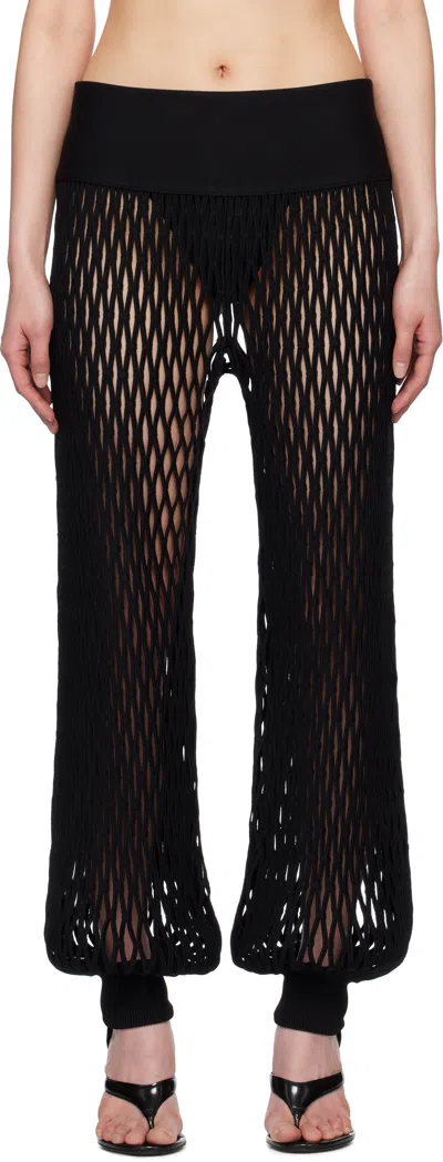 ALAÏA BLACK MACRAMÉ KNIT TROUSERS