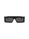 Alaïa Black Mask Rectangular Acetate Frame Sunglasses In Black