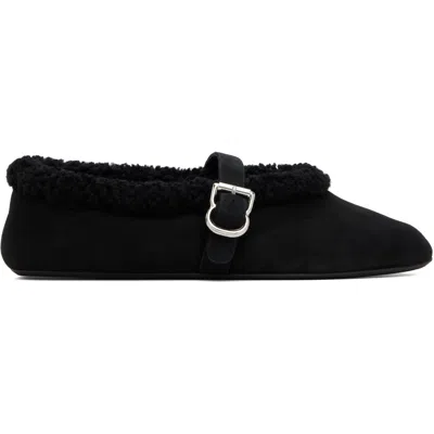 Alaïa Black Merino Shearling Ballerina Flats