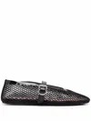 Alaïa Alaia Black Mesh Ballerina With Patent Leather