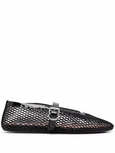 Alaïa Alaia Black Mesh Ballerina With Patent Leather