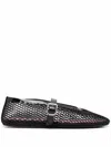 Alaïa Patent Leather-trimmed Mesh Ballet Flats In Black