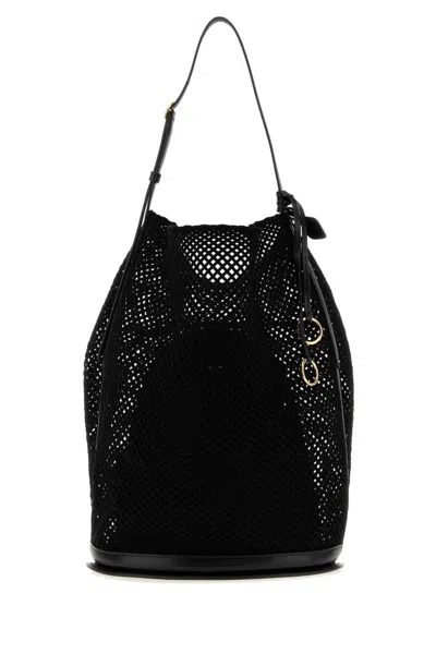 Alaïa Alaia Black Mesh Large Hip Bucket Handbag