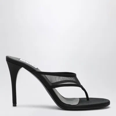 Alaïa Alaia Black Mesh Mini Flip-flop Mules In Multi