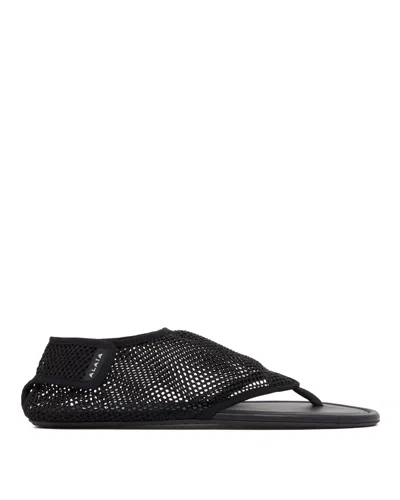 ALAÏA BLACK MESH THONG SANDALS