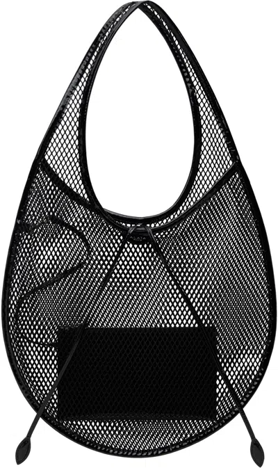 Alaïa Black One Piece Medium Fishnet Bag In 999 - Noir