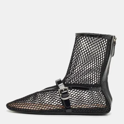 Pre-owned Alaïa Black Patent Leather And Fishnet High Ballet Flats Size 39