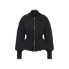 Alaïa Peplum Bomber Jacket Padded Ribbed Cuffs In Black