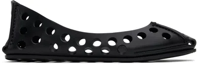 Alaïa Perforated Leather Ballerina Flats With Square Front Detail In Black