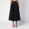 Alaïa Belted Flared Midi Skirt In Black
