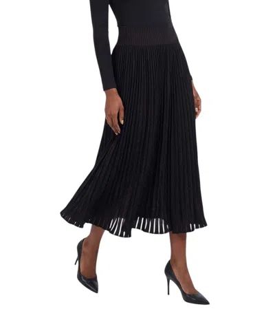 Alaïa Pleated Wool Midi Skirt In Black