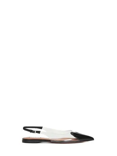 ALAÏA BLACK PVC AND PATENT LEATHER LE CŒUR FLAT SLINGBACK