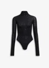 Alaïa Jersey Rhinestone-embellished Bodysuit