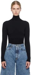 Alaïa Turtleneck Cinched T-shirt With Back Zip In 995 - Noir Alaia