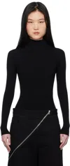Alaïa Ribbed Turtleneck Bodysuit In 995 - Noir Alaia