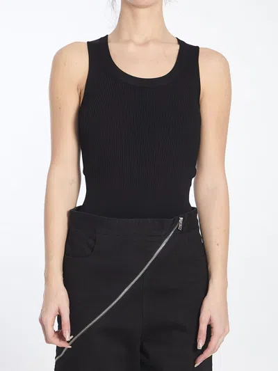 Alaïa Alaia Black Ribbed Straps Bodysuit In Noiralaia