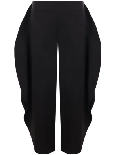 ALAÏA BLACK RUFFLE-DETAIL TROUSERS