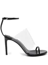 Alaïa Womens Azzedine Alaia Asymmetric Heeled Leather Sandals