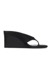 Alaïa Alaia Black Suede Goat Leather Wedge Thong Mules In Black