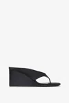 Alaïa Black Satin Tong Wedge Sandals