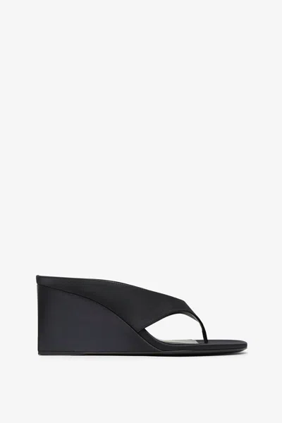 Alaïa Alaia Black Suede Goat Leather Wedge Thong Mules