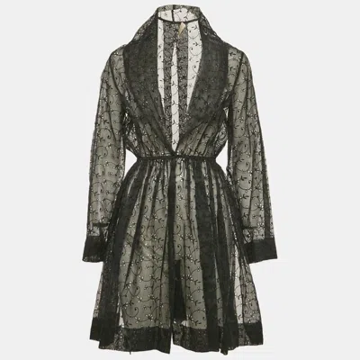 Pre-owned Alaïa Black Schiffli Sheer Short Dress S