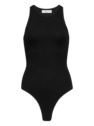ALAÏA BLACK SCULPTING RIB JERSEY BODYSUIT