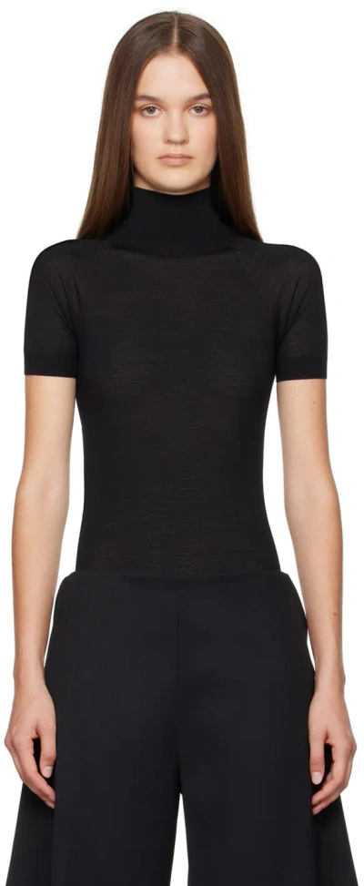 Alaïa Black Sheer Bodysuit In 995 - Noir Alaia