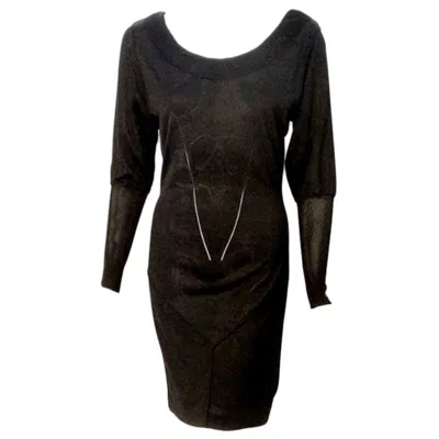Pre-owned Alaïa Alaia Black Sheer Jersey Long Sleeve Scoop Neck Dress, Circa 1990's