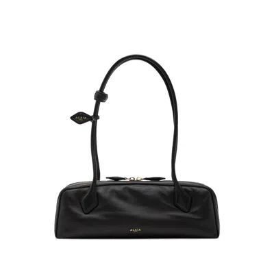 Alaïa Alaia Women Charcoal Suede Medium Le Teckel Shoulder Bag In Black