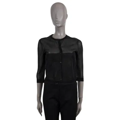 Pre-owned Alaïa Alaia Black Silk Sheer Short Cardigan Sweater 42 L