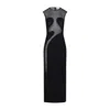 ALAÏA ALAÏA BLACK SLEEVELESS EVENING DRESS WITH SHEER ACCENTS