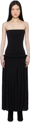 Alaïa Strapless Pipe Maxi Dress In 995 - Noir Alaia