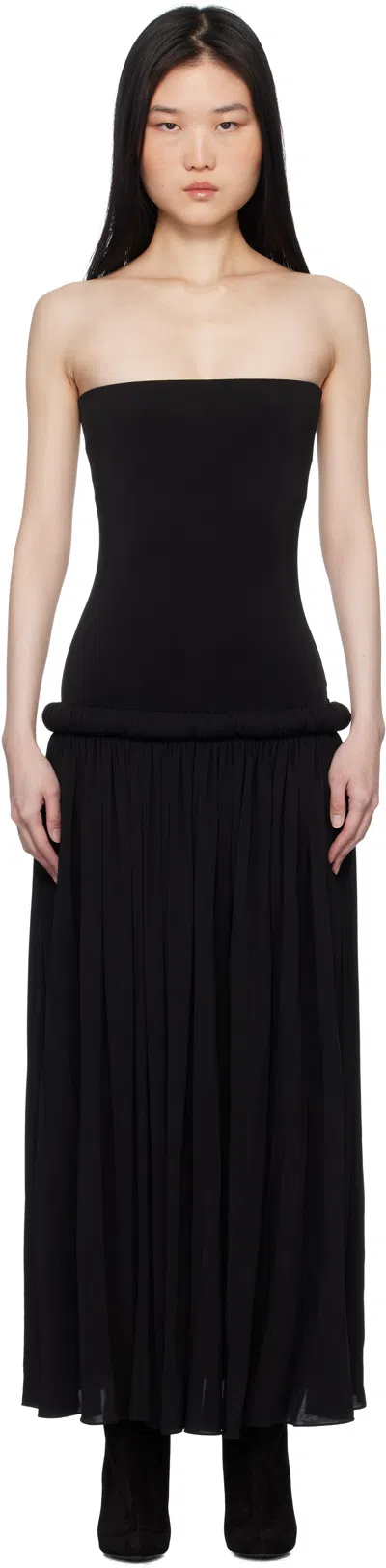 ALAÏA BLACK STRAPLESS MAXI DRESS