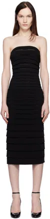 Alaïa Black Strapless Textured Knit Midi Dress In 995 - Noir Alaia