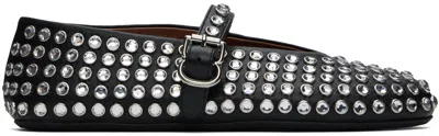 Alaïa Leather Mary Jane Flats With Allover Studs In Black