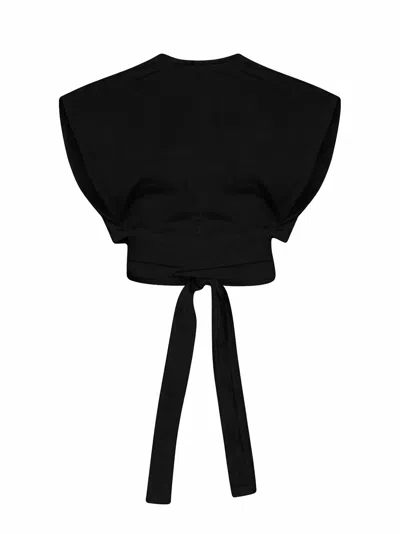 Alaïa Black Stretch Wool Gabardine Belted Top