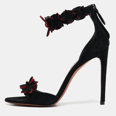 Pre-owned Alaïa Black Suede Ankle Strap Sandals Size 38