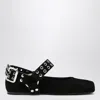 Alaïa Suede Ballerinas With Buckle Detail And Studded Strap