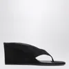 Alaïa Alaia Black Suede Goat Leather Wedge Thong Mules In Multi