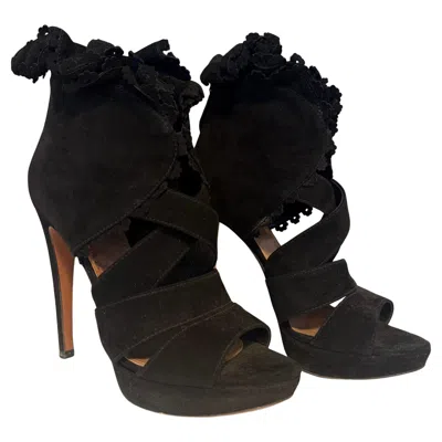 Pre-owned Alaïa Alaia Black Suede High Sandals It 37.5