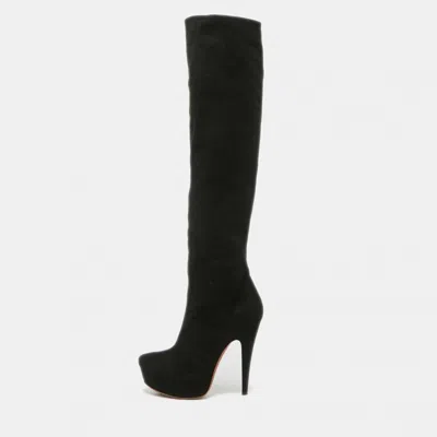 Pre-owned Alaïa Black Suede Knee Length Boots Size 36