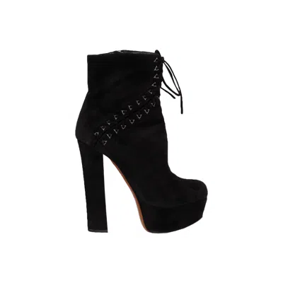 Alaïa Black Suede Lace-up Corset Booties- '20s