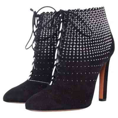 Pre-owned Alaïa Alaia, Black Suede Laser-cut Boots