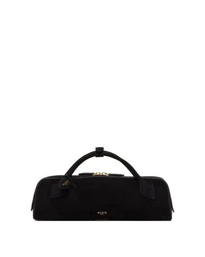 Alaïa Black Suede Le Teckel Clutch In Blue